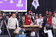 Presidente Gustavo Petro, en la Plaza de Bolívar. Marchas del 1 de mayo.