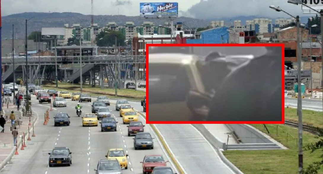 En Bogotá, un ladrón aprovechó un trancón en plena avenida NQS y le robó el celular a una pasajera de un taxi. El sujeto se voló entre los carros.