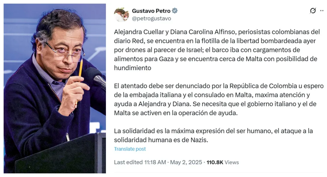 Petro sobre colombianas en barco bombardeado.