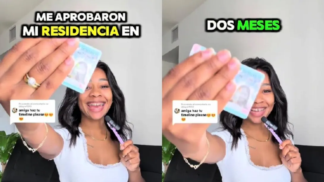 • La mujer obtuvo la residencia legal por medio de un familiar.